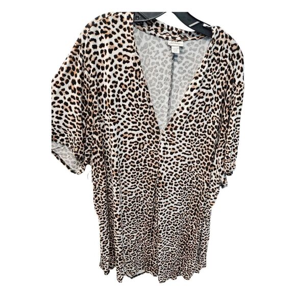 Avenue Animal Print Short Sleeve Top Womens Plus Size 5X or 30/32 - Picture 4 of 9